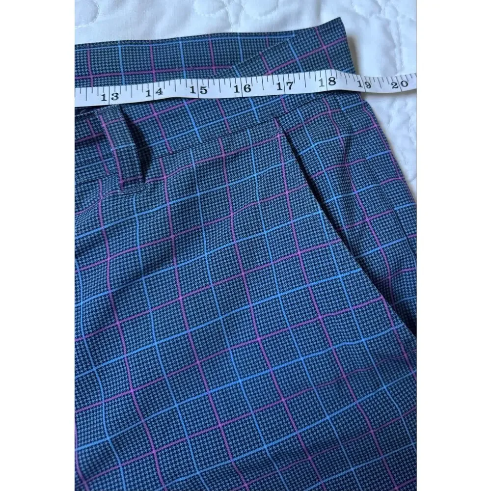 Jack Nicklaus Men's Golf Shorts Size 36 Plaid Navy Purple Pink Flat Front